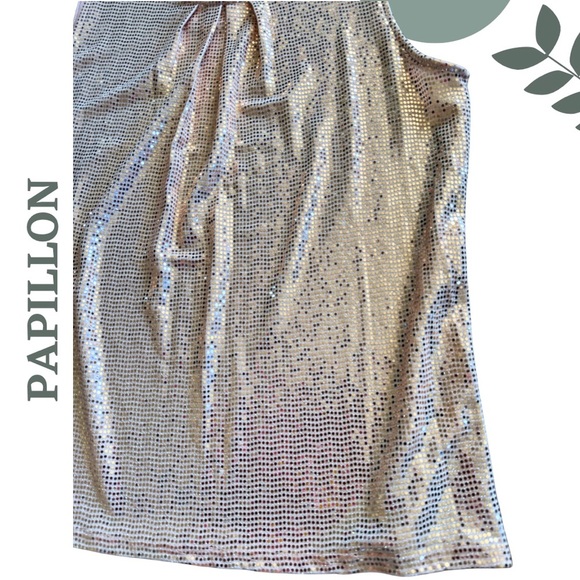 Papillon Blush Pink Sequin Sleeveless Tunic Top – Pleated Neckline Size XXL - Picture 7 of 7